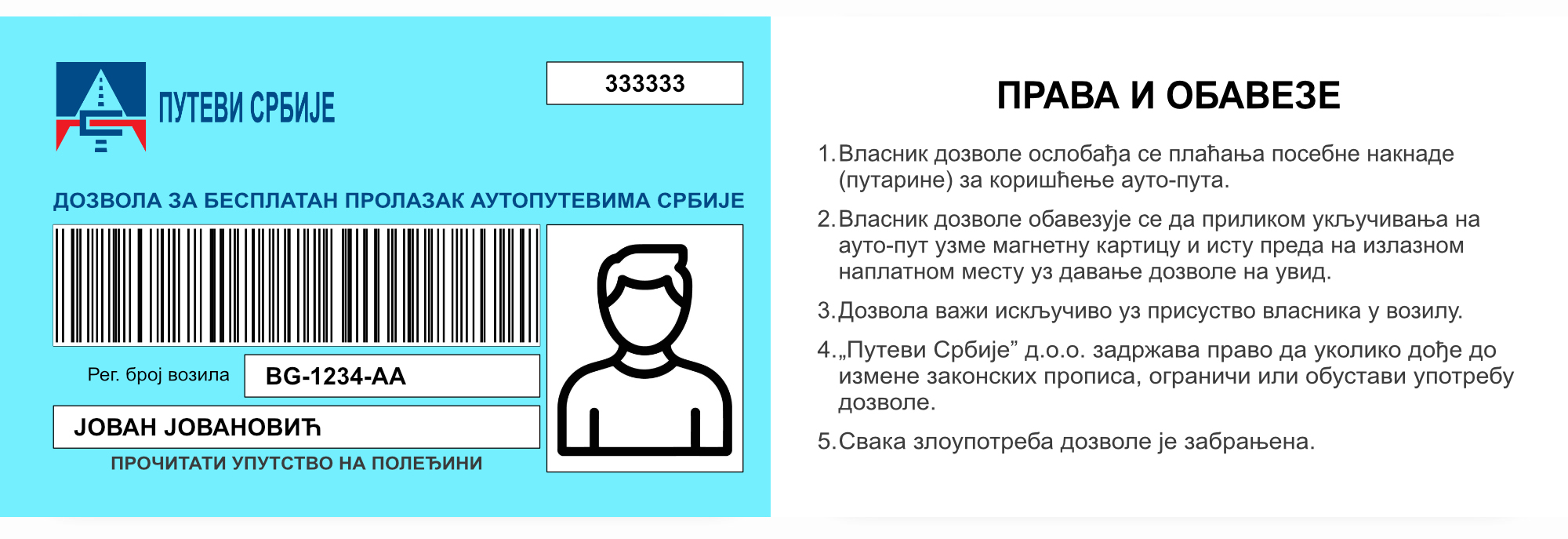 Toll-free motorway permit for the disabled
